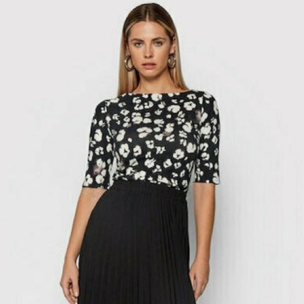 Ted Baker London Cenola Printed Animal Black White Fitted Shirt Size 1 NWT